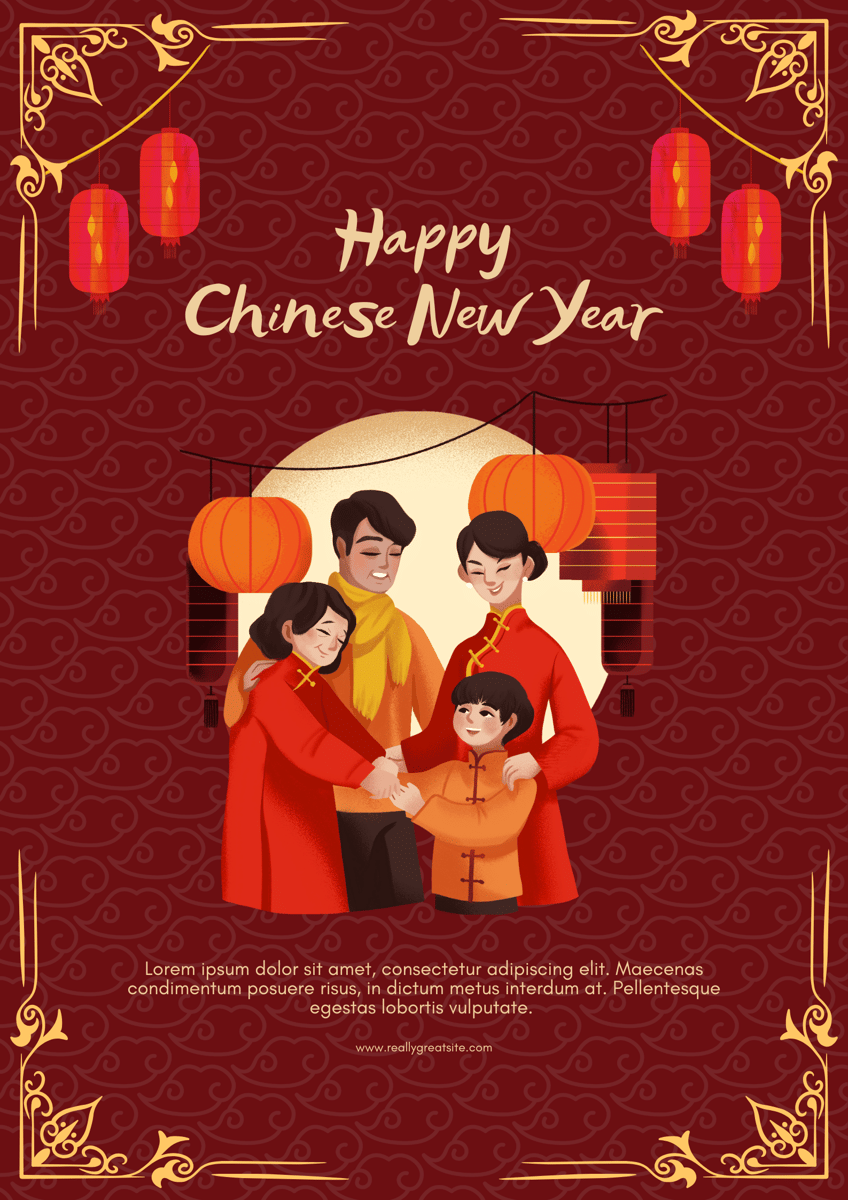 Red Simple Elegant Greeting Chinese New Year Poster.png