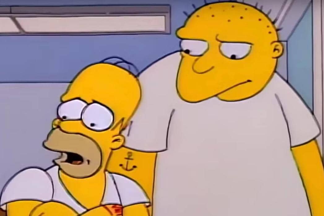cuplikan adegan Homer Simpson dan Leon dalam The Simpsons: Stark Raving Dad