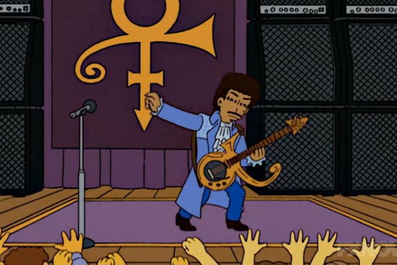 cuplikan visual Prince sebagai karakter latar dalam The Simpsons: Treehouse of Horror XIX