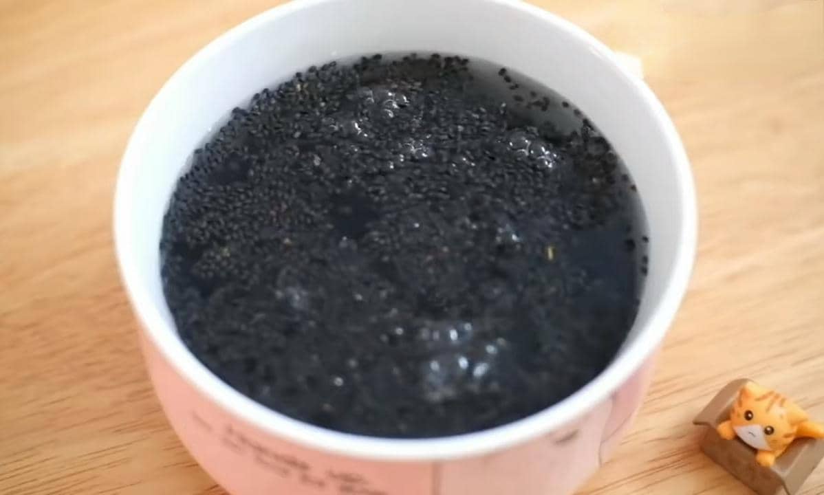 ilustrasi melarutkan biji selasih