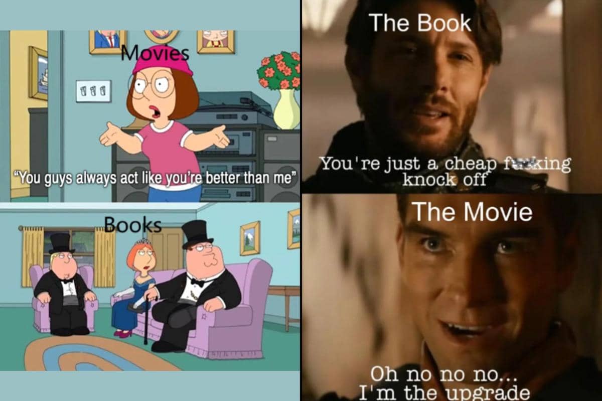 kolase meme film adaptasi vs buku aslinya