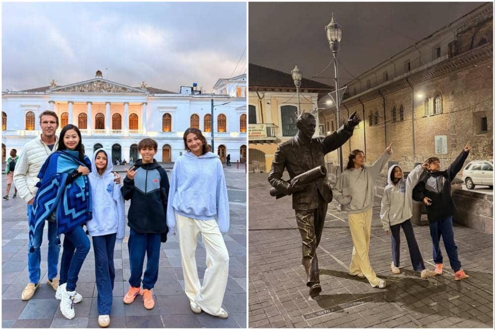 Keluarga Indah Kalalo jalan-jalan di Kota Quito