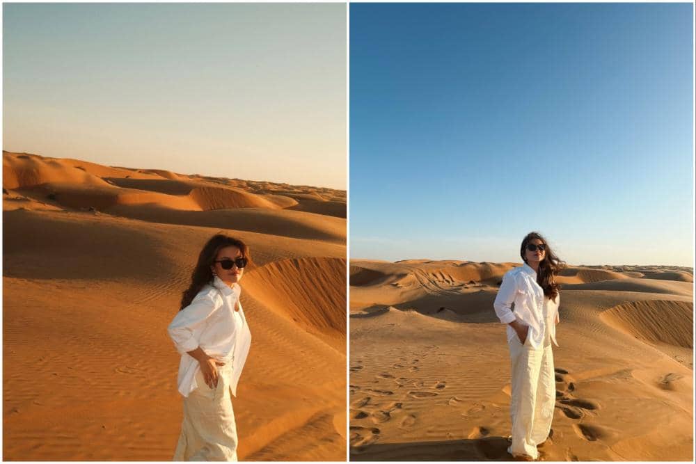 Marsha Aruan berwisata di Wahiba Sands