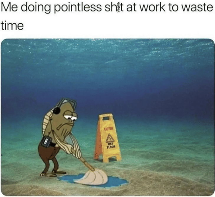 meme momen buang-buang waktu di tempat kerja 