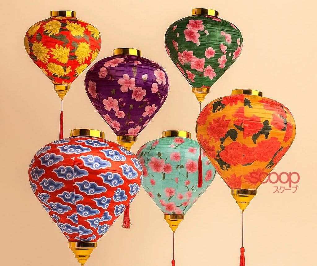 Lampu imlek bermotif gaya Vietnam