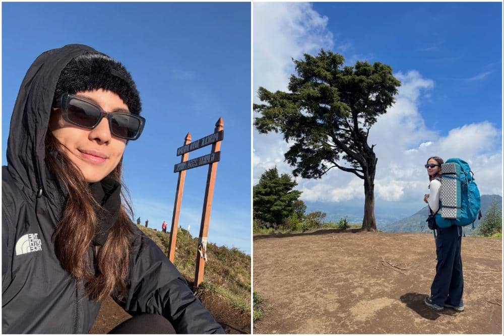 Nasya Marcella mendaki Gunung Prau.