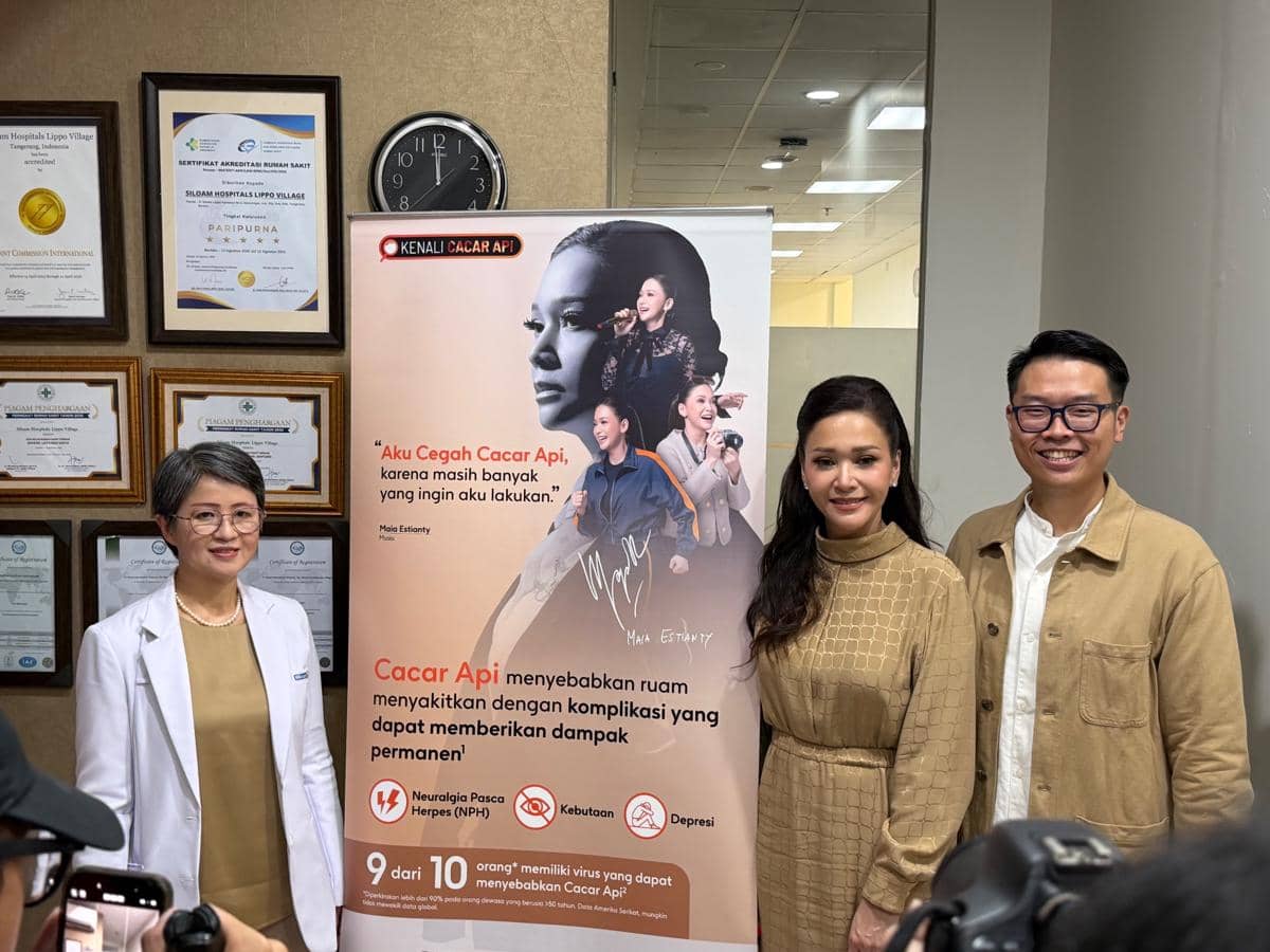 Acara "Healthtalk bersama Maia Estianty selaku Duta Kampanye Kesehatan Kenali Cacar Api" di Tangerang pada Sabtu (17/01/2026).
