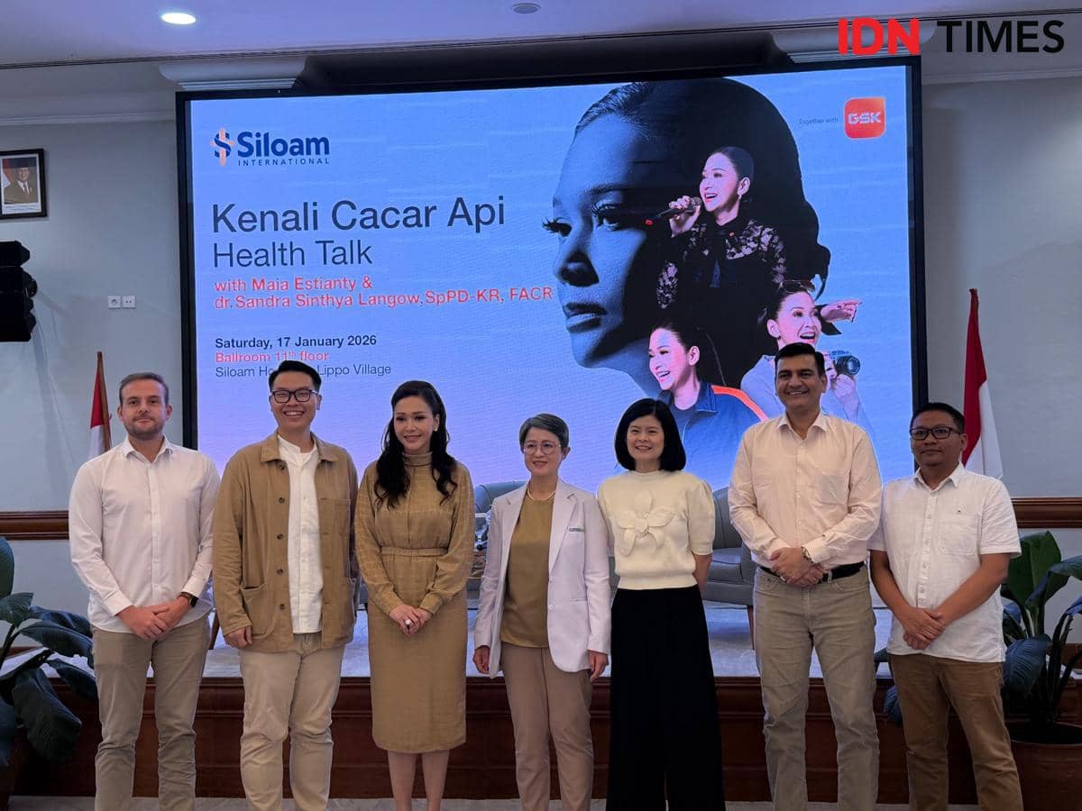 Acara "Healthtalk bersama Maia Estianty selaku Duta Kampanye Kesehatan Kenali Cacar Api" di Tangerang pada Sabtu (17/01/2026).