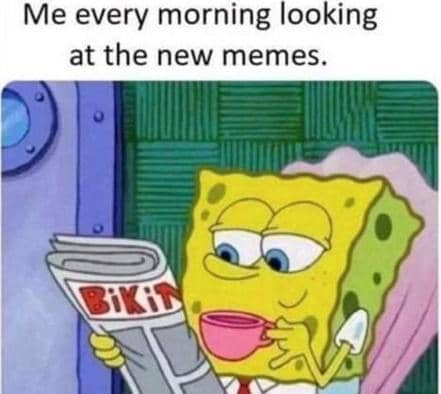 meme SpongeBob tentang hal yang biasa terjadi pagi hari