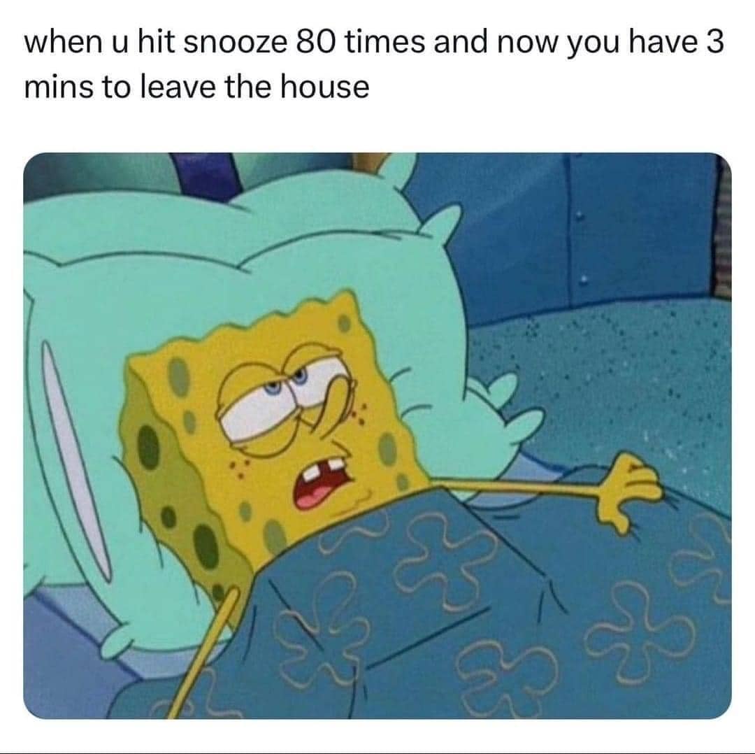 meme SpongeBob tentang hal yang biasa terjadi pagi hari