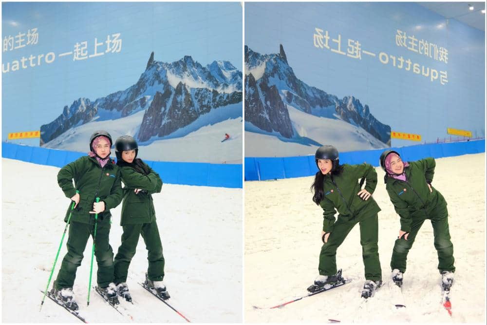 Ria Ricis dan Fuji belajar main ski di China