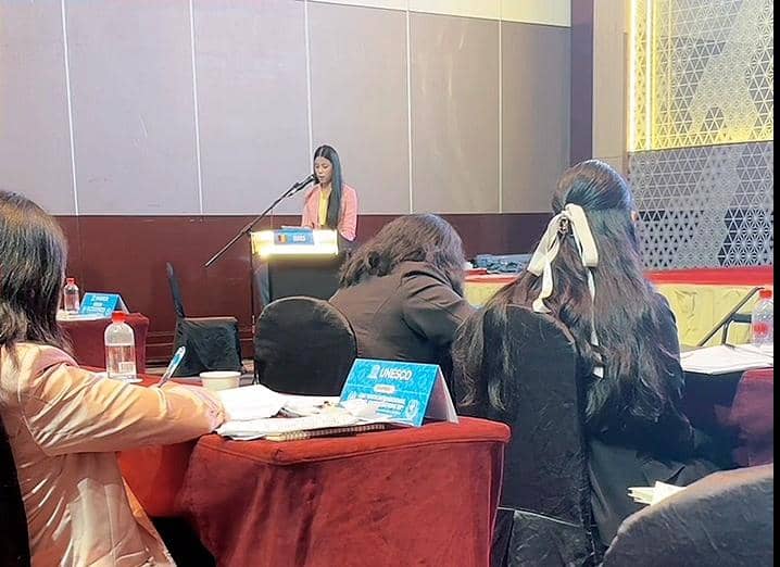 Puteri Anak Indonesia asal Sumsel Kalinka Shereen Shaquilla tampil di ajang forum debat internasional Asia Youth International Model United Nation (AYIMUN) Council UNESCO