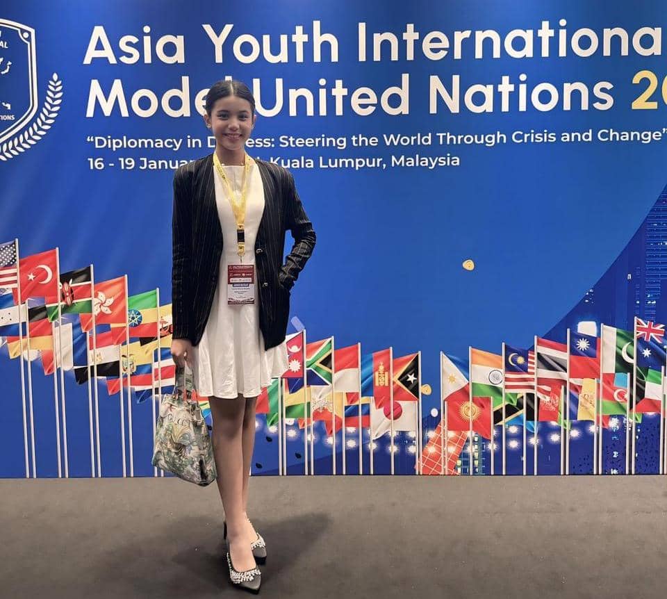 Puteri Anak Indonesia asal Sumsel Kalinka Shereen Shaquilla tampil di ajang forum debat internasional Asia Youth International Model United Nation (AYIMUN) Council UNESCO