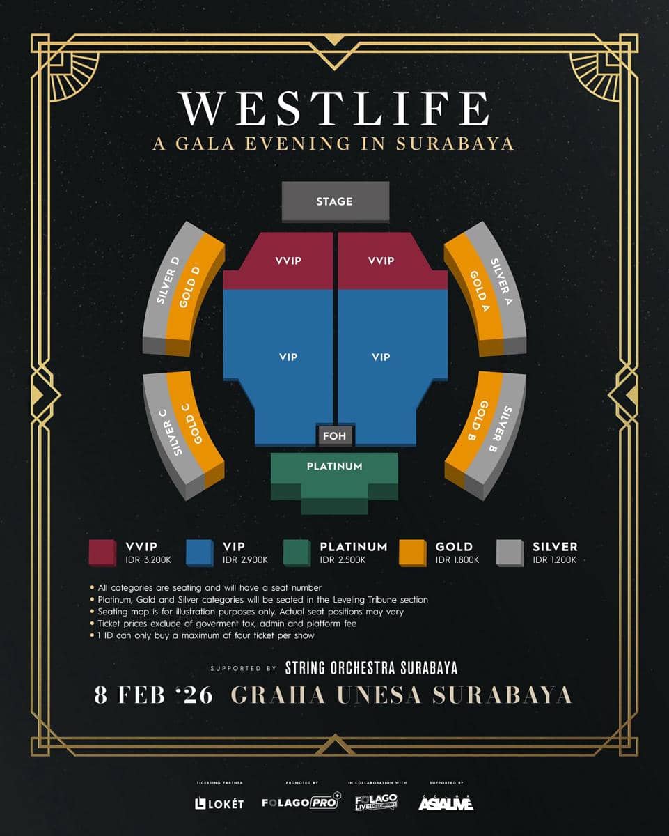 harga tiket konser orkestra Westlife di Surabaya 2026