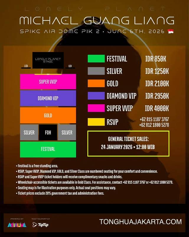 harga tiket konser Michael Guang Liang di PIK 2 2026