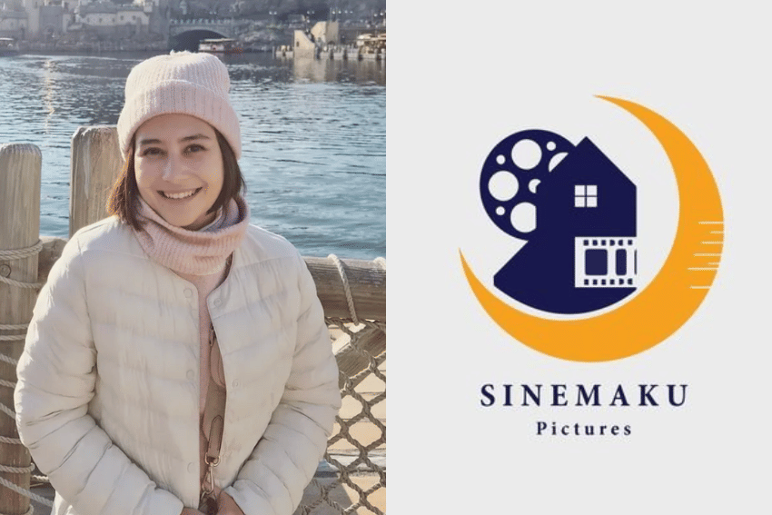 Prily Latuconsina dan logo Sinemaku Pictures