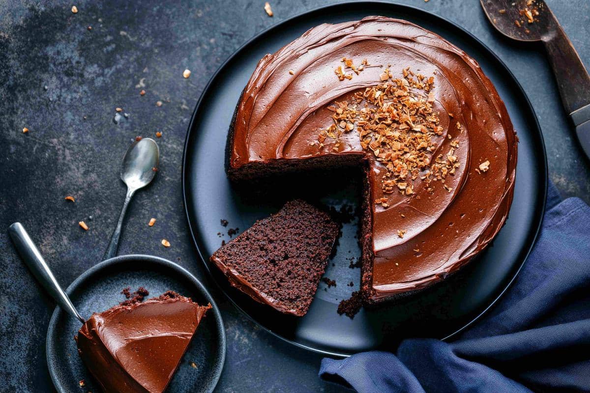 ilustrasi malted chocolate cake 