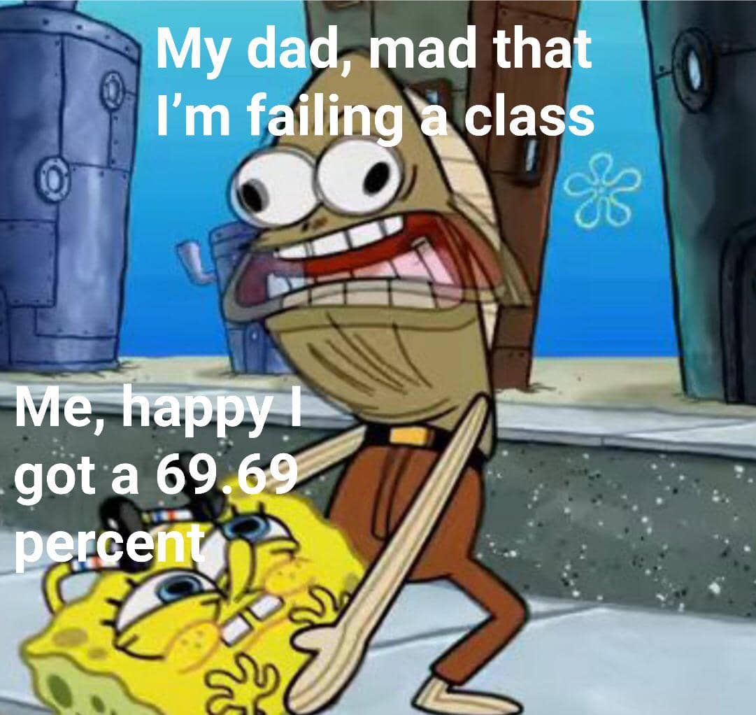 meme SpongeBob tentang bapak yang marah-marah mulu