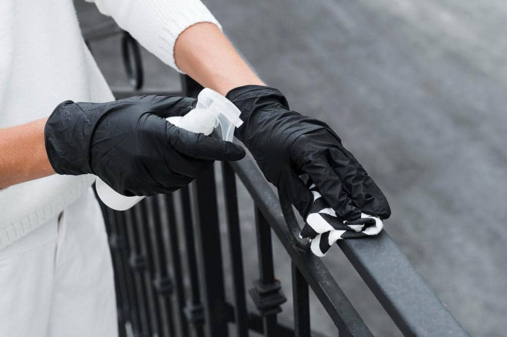 ilustrasi membersihkan pagar besi