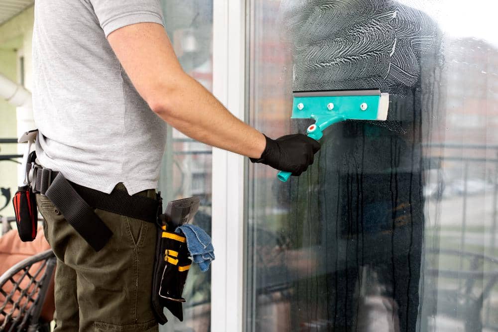 ilustrasi membersihkan kaca jendela