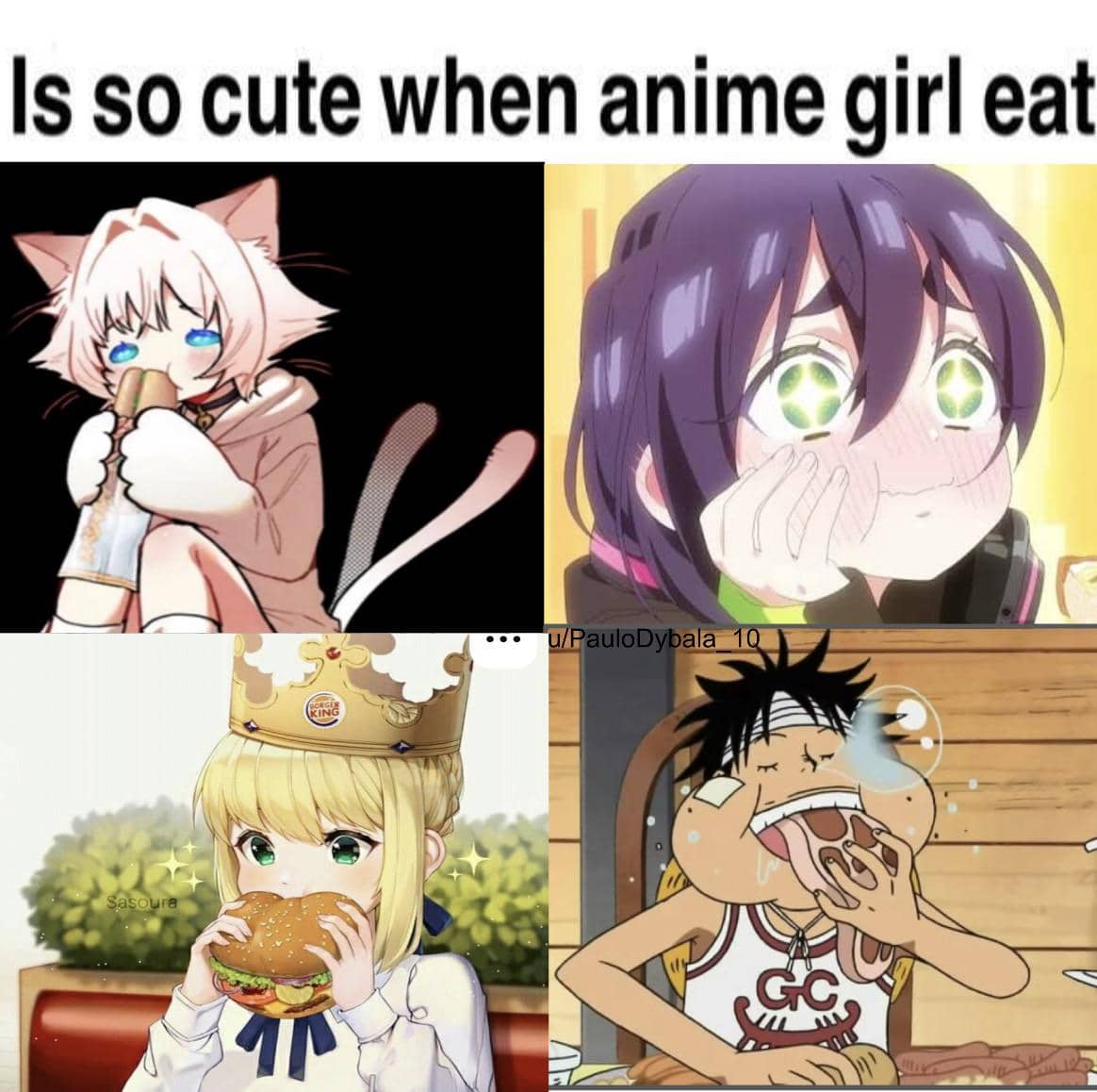 meme cewek anime lagi makan