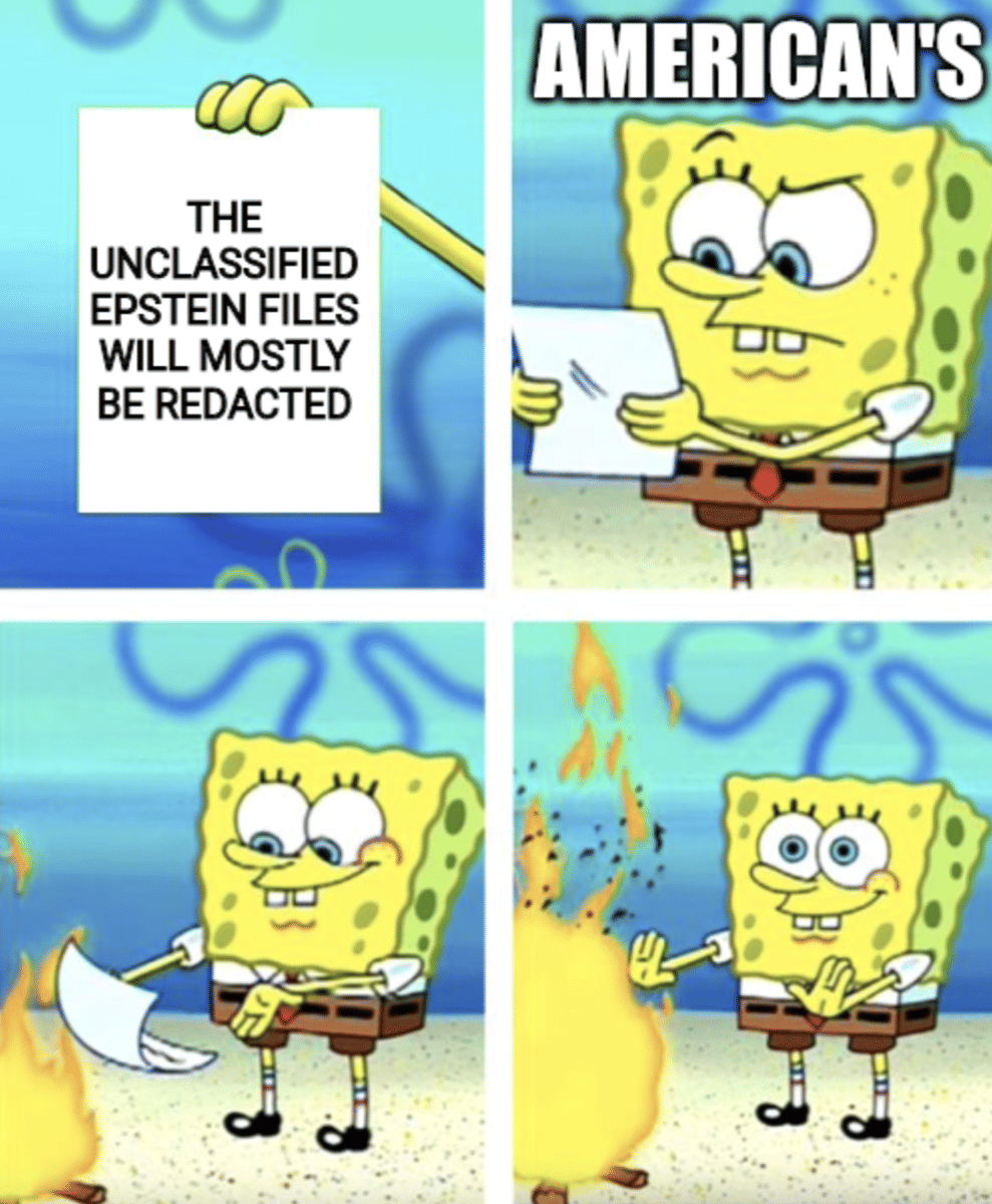 meme SpongeBob tentang Epstein files