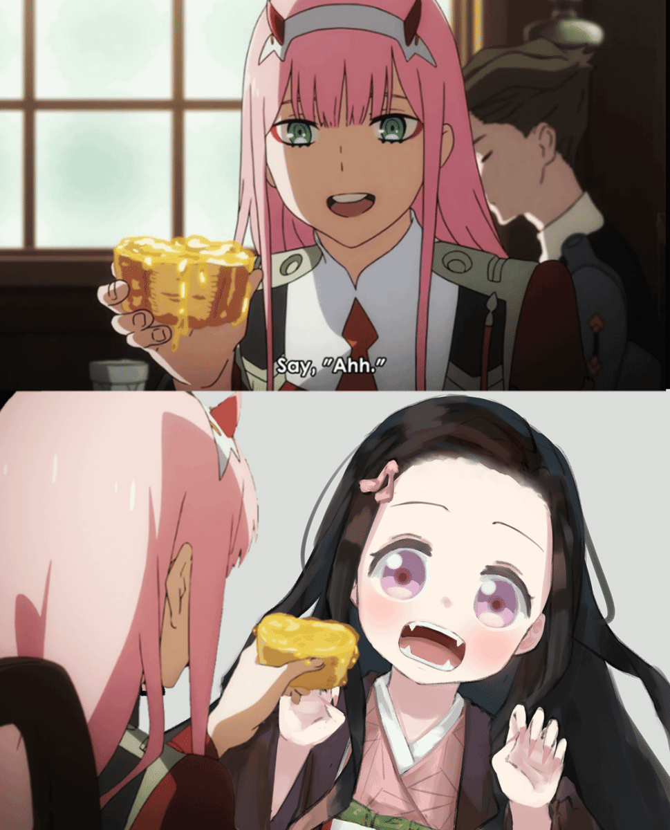 meme cewek anime lagi makan