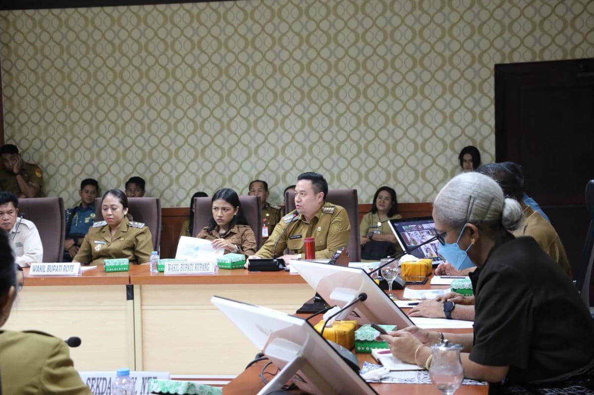 Gubernur berserta wali kota dan para bupati di NTT rapat secara daring dan luring bersama Menteri P2MI Mukhtarudin. (Dok Humas Setda Provinsi NTT)