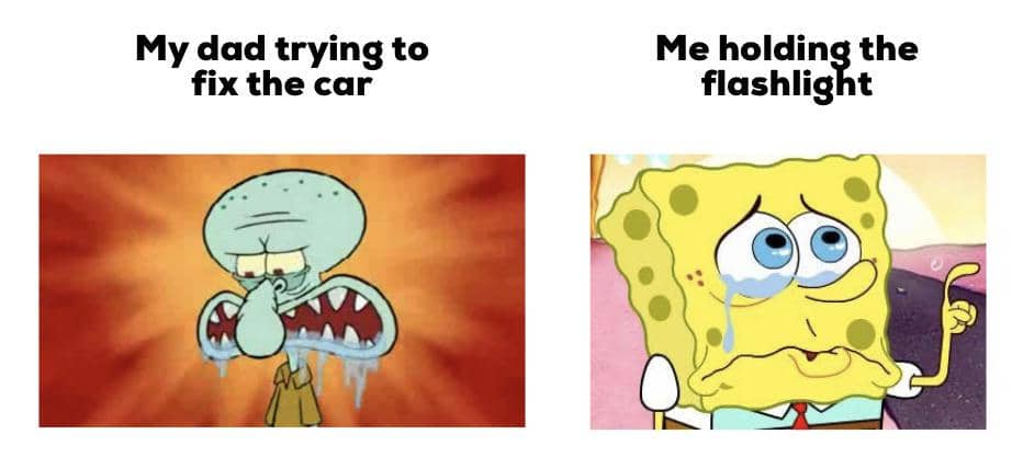 meme SpongeBob tentang bapak yang marah-marah mulu