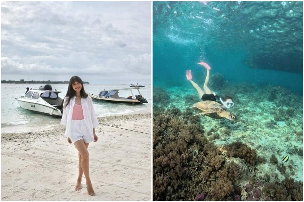 Yasmin Napper saat liburan ke Pulau Gili Meno.