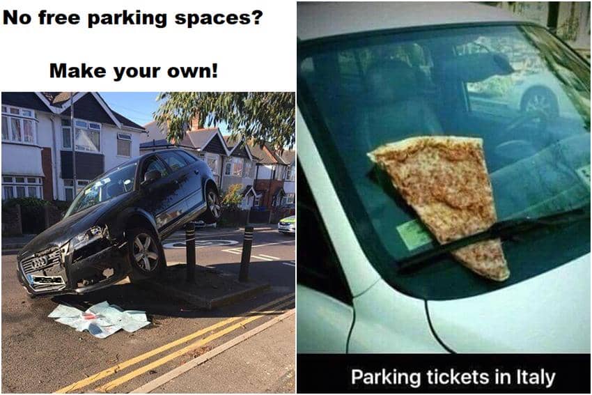 kolase meme kocak tentang tempat parkir