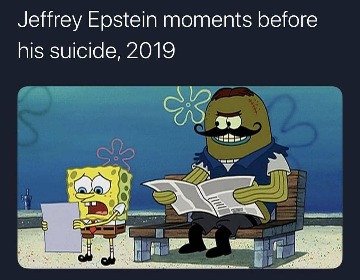 meme SpongeBob tentang Epstein files