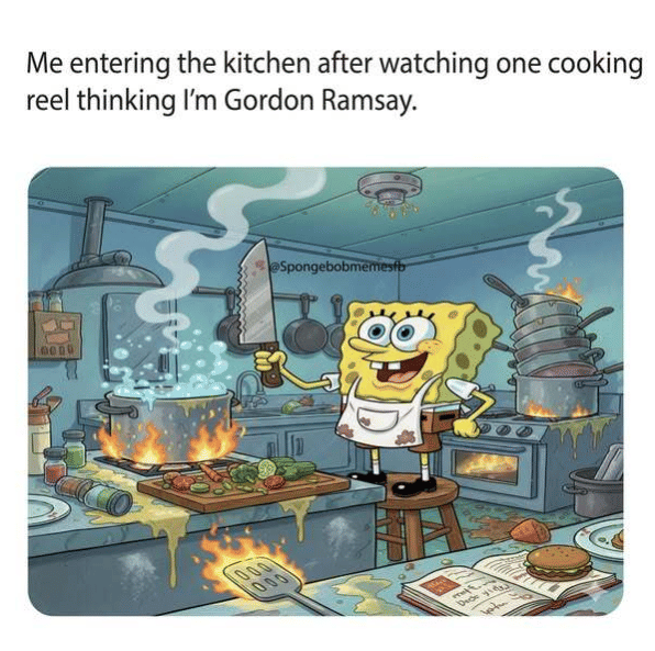 meme SpongeBob tentang masak 