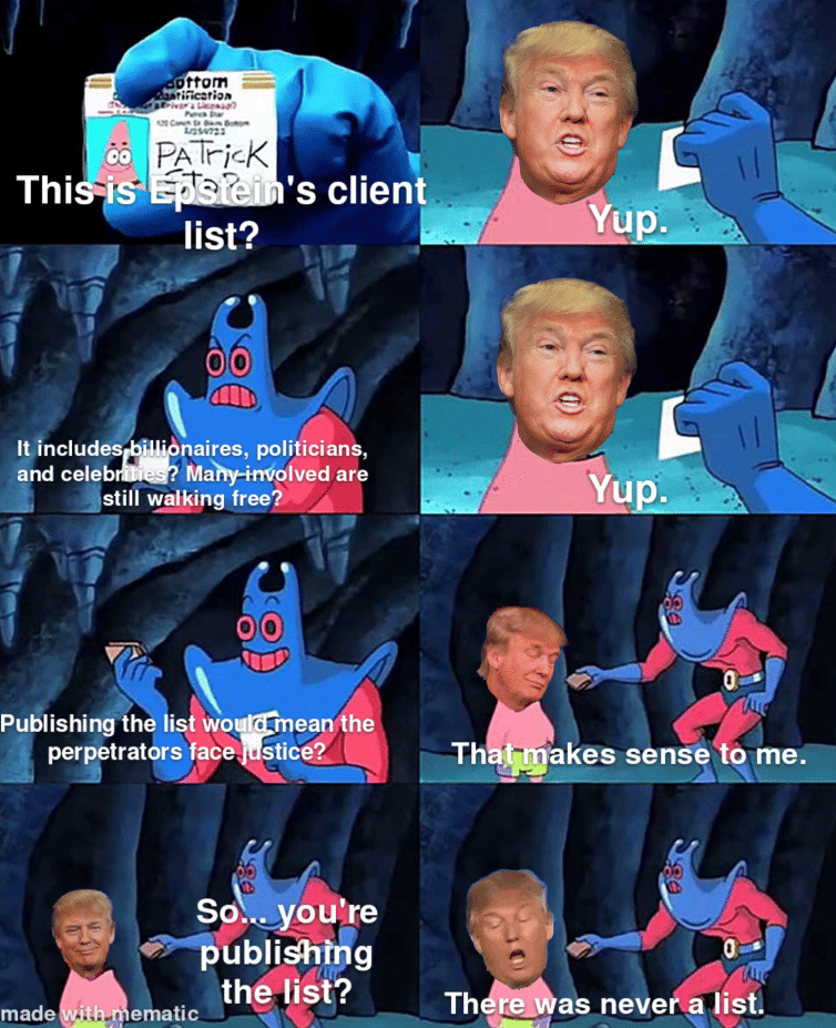 meme SpongeBob tentang Epstein files