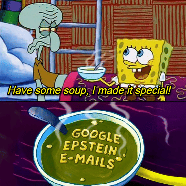 meme SpongeBob tentang Epstein files