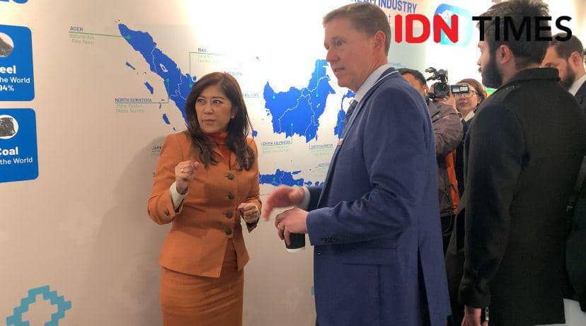 Meutya Hafid di Paviliun Indonesia, di Davos, Swis pada Selasa 20 Januari 2026