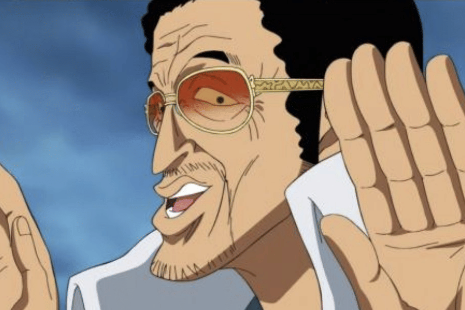 Kizaru angkat tangan setelah ditodong oleh Beckman.