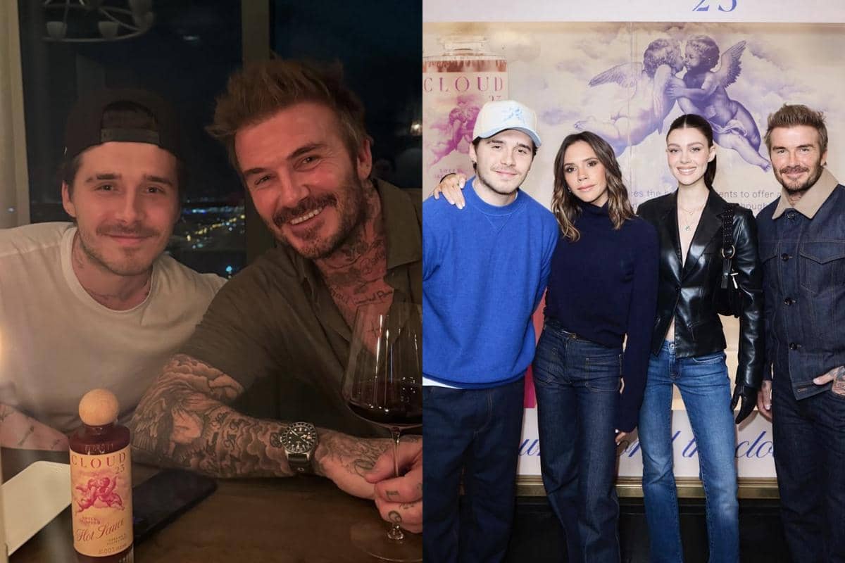 Brooklyn Beckham bersama orangtua dan istri.