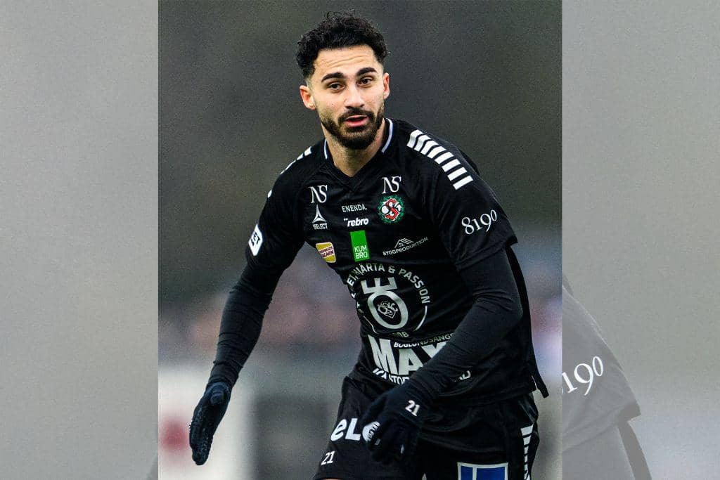 Pemain Timnas Suriah, Simon Amin, dalam salah satu pertandingan Superettan 2025 bersama Orebro SK.