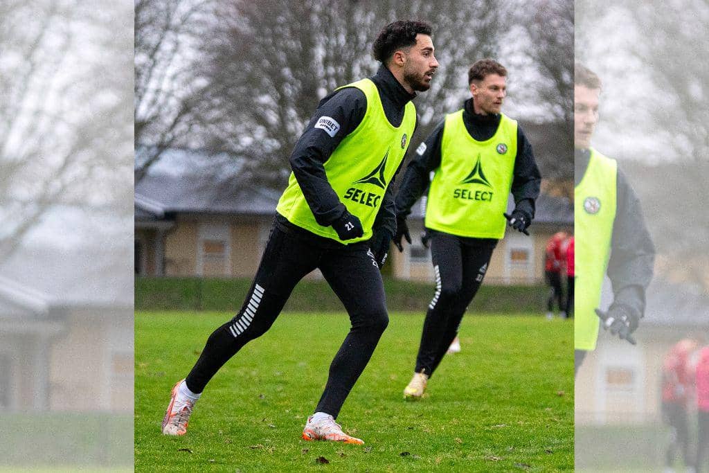 Pemain Timnas Suriah, Simon Amin, dalam sesi latihan bersama klub Orebro SK pada November 2025.