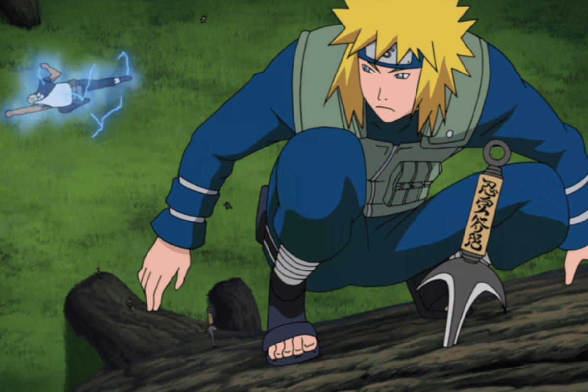 Minato menggunakan Hiraishin no Jutsu.