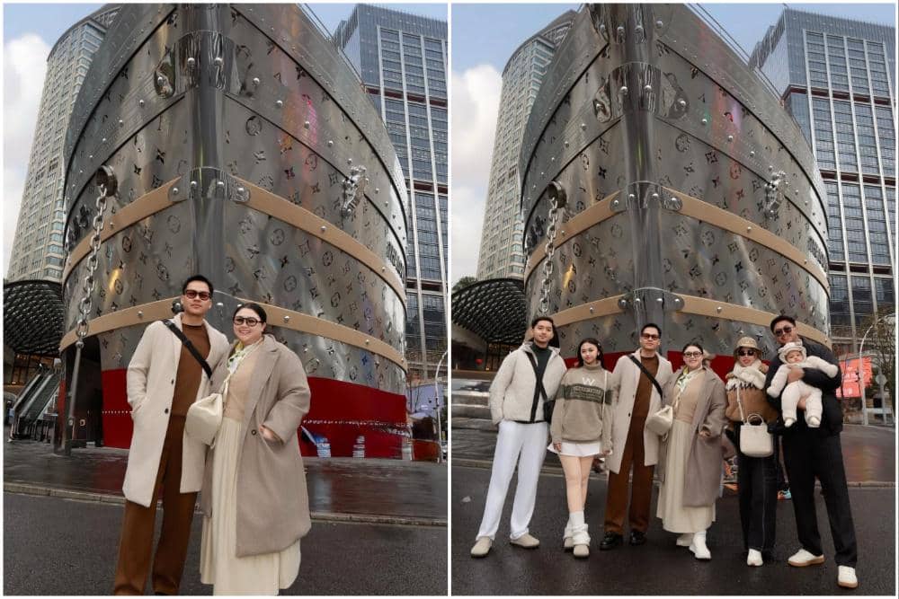 Clarissa Putri dan keluarga liburan di Shanghai