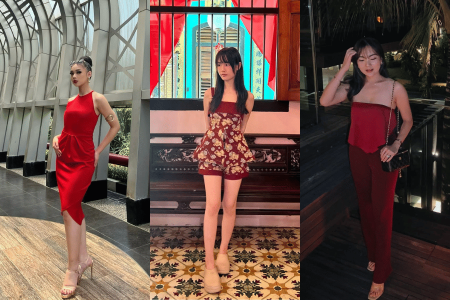 outfit nuansa merah untuk Imlek 2026