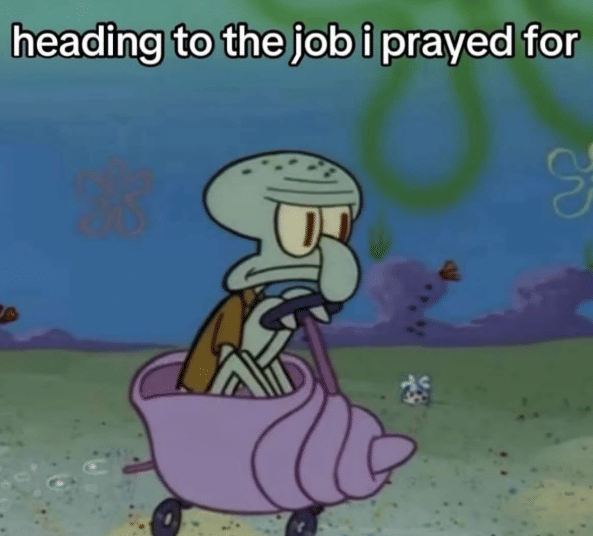 meme Squidward naik mobil kerang