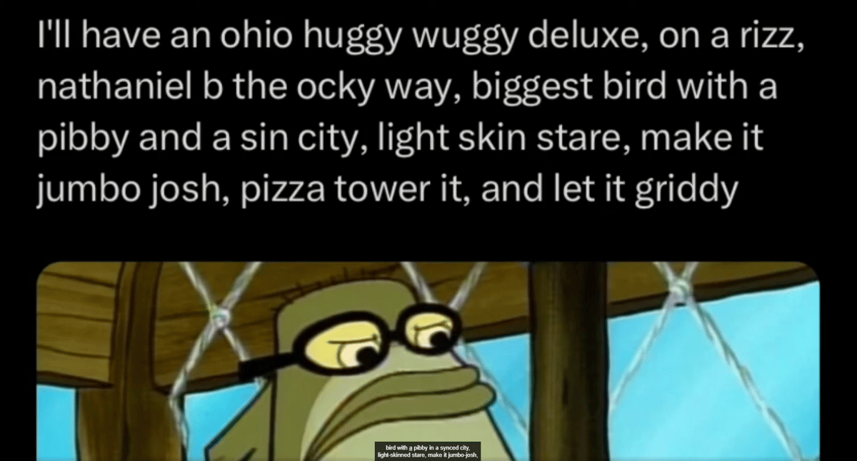 meme SpongeBob tentang brain rot