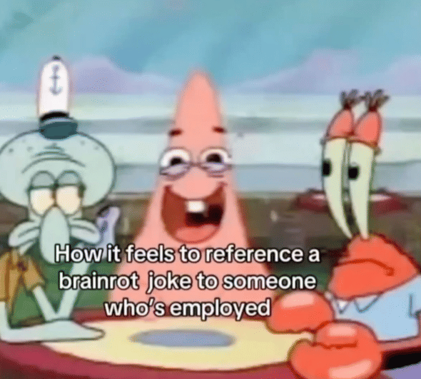 meme SpongeBob tentang brain rot