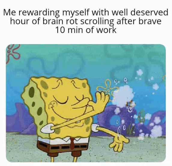meme SpongeBob tentang brain rot
