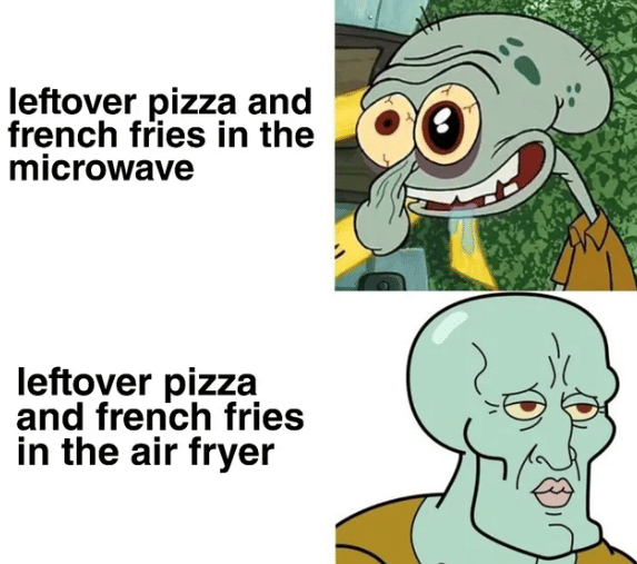 meme SpongeBob tentang air fryer 