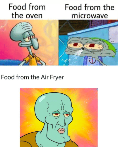 meme SpongeBob tentang air fryer