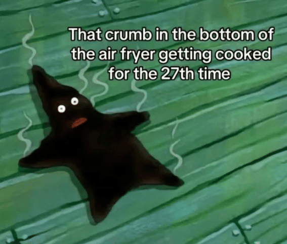 meme SpongeBob tentang air fryer